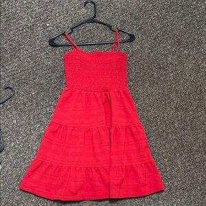 SHEIN Red Ruffled Tiered Sundress